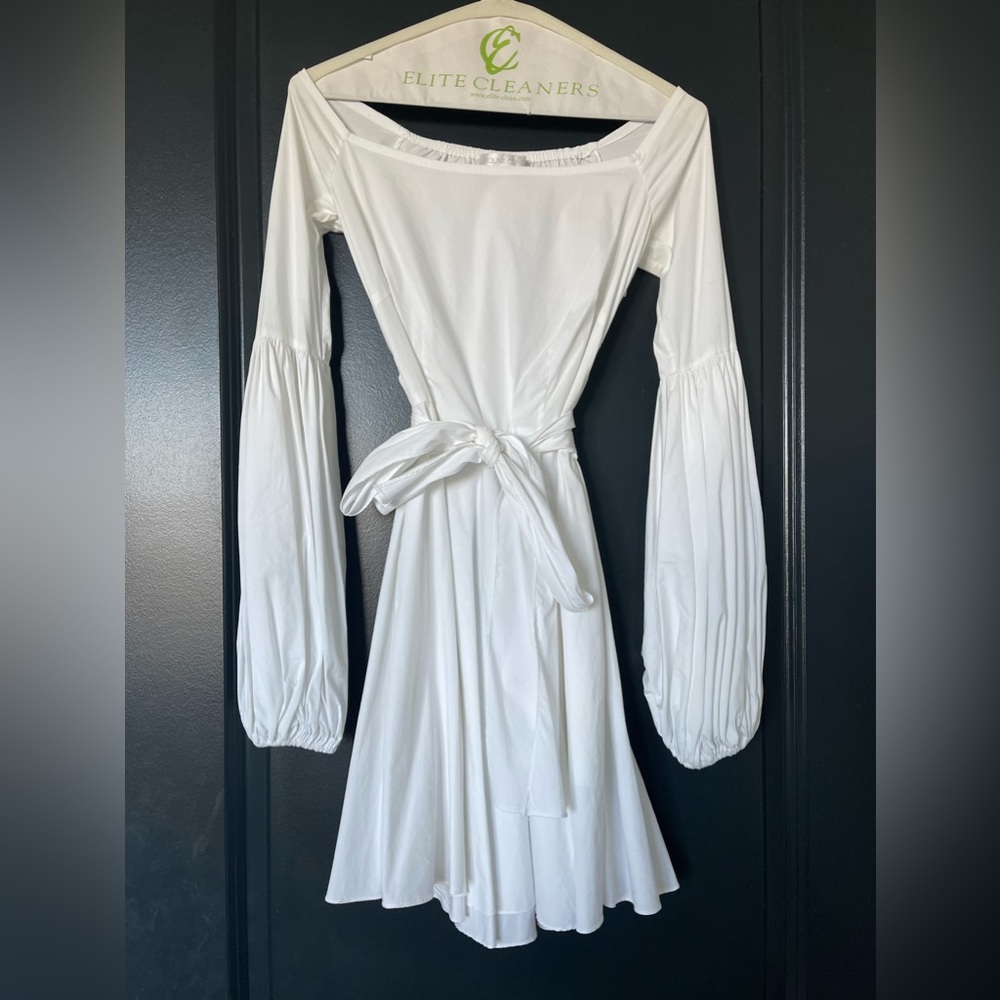 Caroline Constas White puff sleeve mini